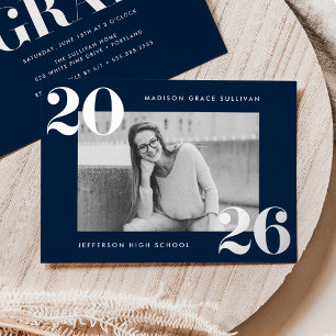 Bold Class of 2025 Navy Photo Graduation