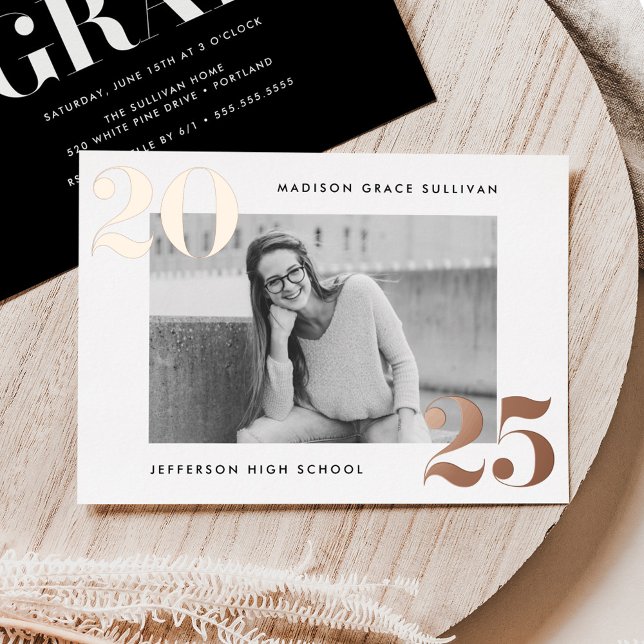 Bold Class of 2025 Rose Gold Photo Graduation (Creator Uploaded)