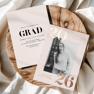 Bold Class of 2026 Cream Photo Graduation