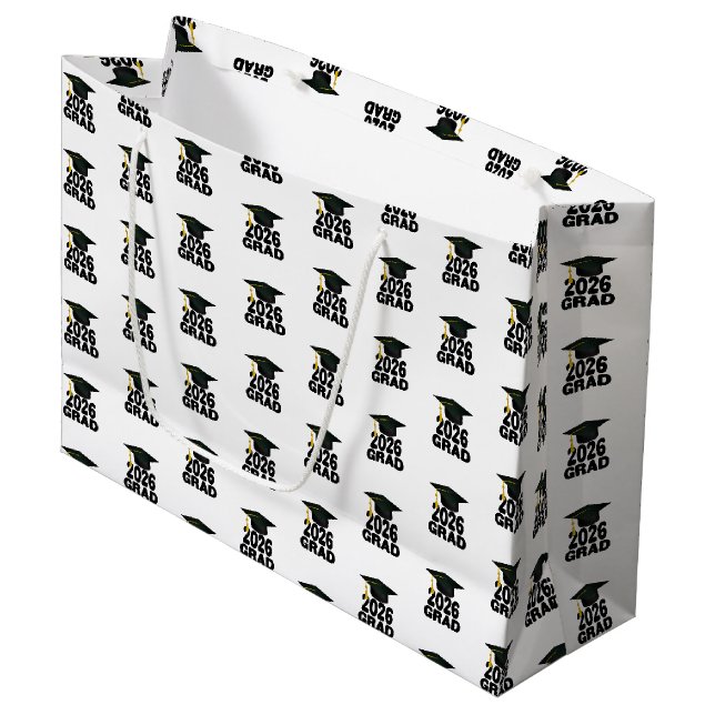 Bold Class of 2026 Graduation Large Gift Bag (Front Angled)