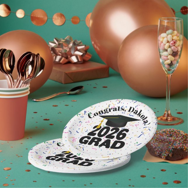 Bold Class of 2026 Graduation Paper Plate (Multi)