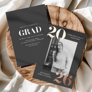 Bold Class of 2026 Grey Photo Graduation