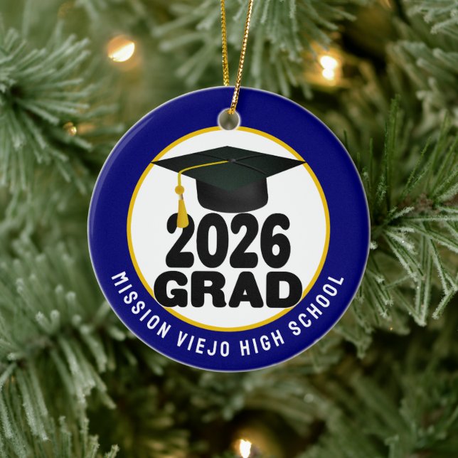 Bold Class of 2026 Photo Graduation Ceramic Tree Decoration (Tree)