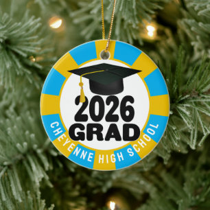 Bold Class of 2026 Photo Graduation Ceramic Tree Decoration