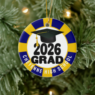 Bold Class of 2026 Photo Graduation Ceramic Tree Decoration
