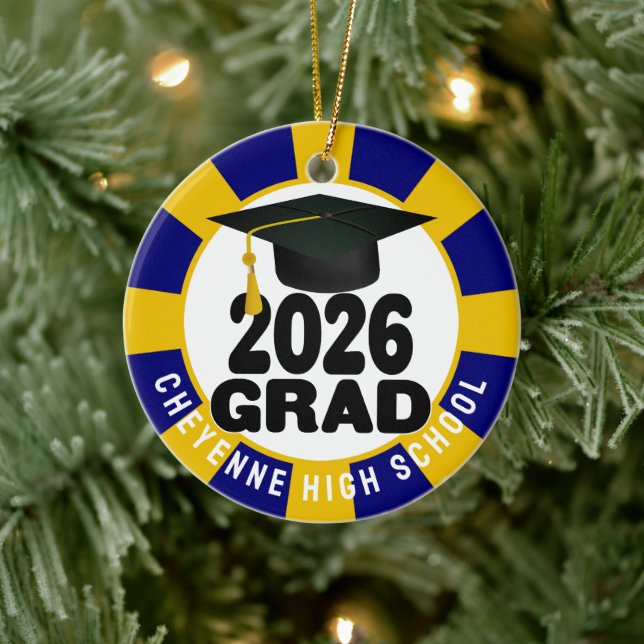 Bold Class of 2026 Photo Graduation Ceramic Tree Decoration (Tree)