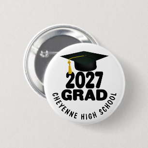 Bold Class of 2027 Graduation 6 Cm Round Badge