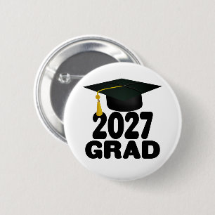 Bold Class of 2027 Graduation 6 Cm Round Badge