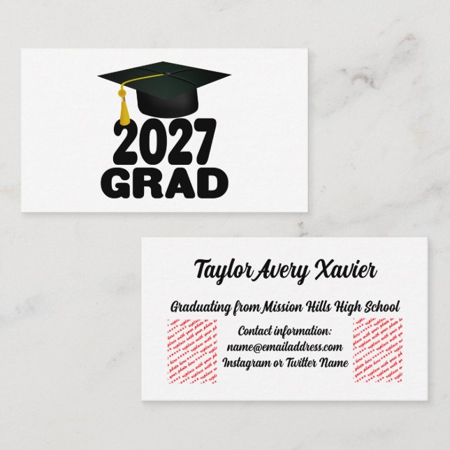 Bold Class of 2027 Graduation Business Card (Front/Back)