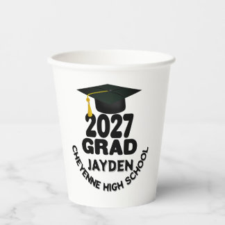Bold Class of 2027 Graduation Paper Cups