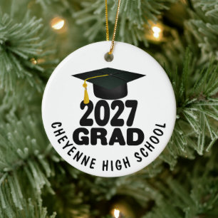 Bold Class of 2027 Photo Graduation Ceramic Tree Decoration