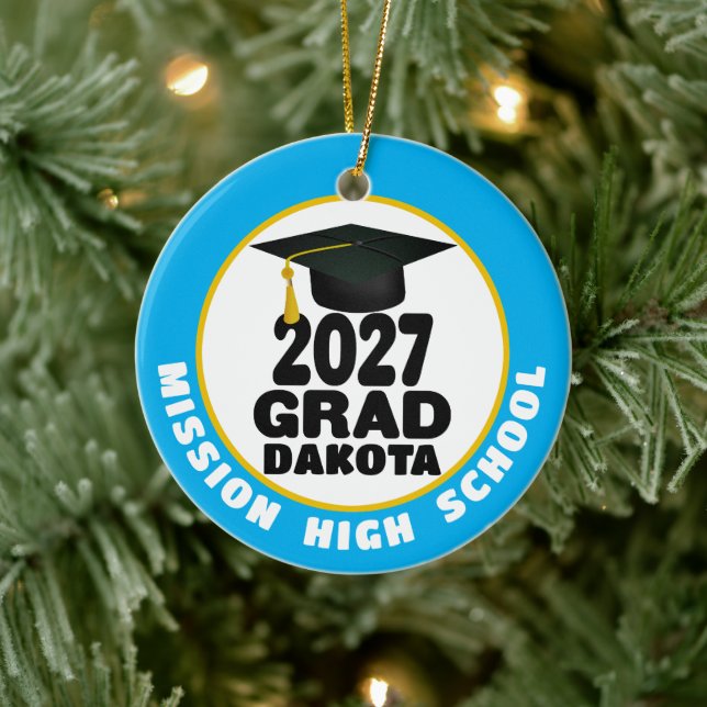 Bold Class of 2027 Photo Graduation Ceramic Tree Decoration (Tree)
