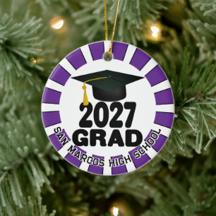 Bold Class of 2027 Photo Graduation Ceramic Tree Decoration