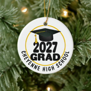 Bold Class of 2027 Photo Graduation Ceramic Tree Decoration