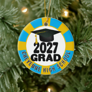 Bold Class of 2027 Photo Graduation Ceramic Tree Decoration