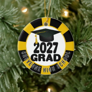 Bold Class of 2027 Photo Graduation Ceramic Tree Decoration