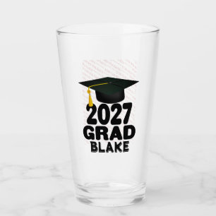 Bold Class of 2027 Photo Graduation Glass