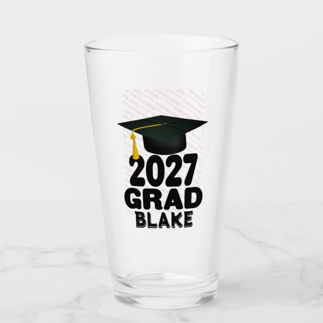 Bold Class of 2027 Photo Graduation Glass (Front)