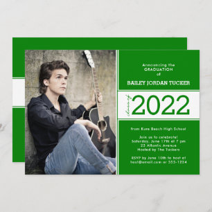 Bold Class Year Deep Green Photo Graduation Announcement