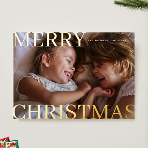 Bold Classic Gold Typography Photo Merry Christmas