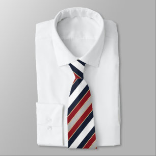 Bold Classic Navy Red White Candy Stripe Tie
