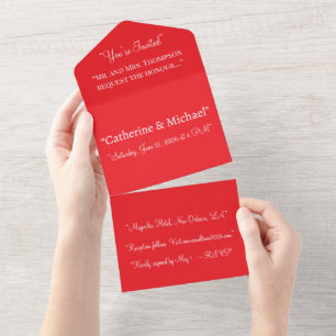 Bold Classic Red Background – Wedding Design All In One Invitation