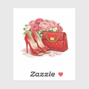 Bold Classic Red High Heels Luxury Quilted Purse