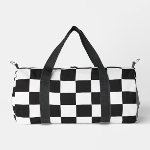 Bold Classic Retro Black and White Chequered Duffle Bag
