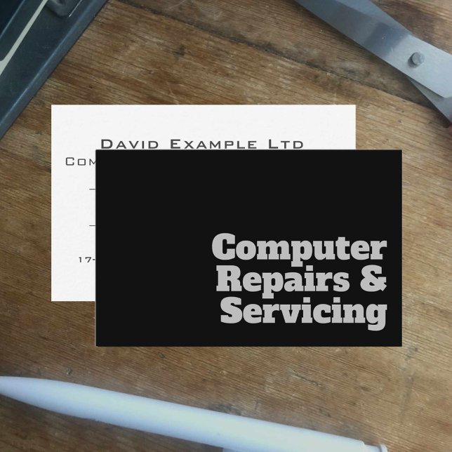 Bold & Clear Computer Repairs & Servicing Design Business Card (Creator Uploaded)