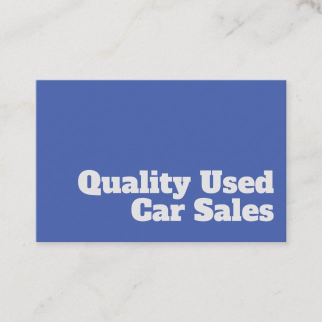 Bold & Clear Quality Used Car Sales Design Business Card (Front)