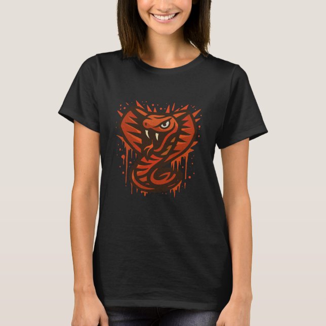 Bold Cobra Illustration – Fierce Modern Snake  T-Shirt (Front)