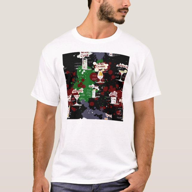 Bold Cocktail Drink Recipe Design T-Shirt (Front)