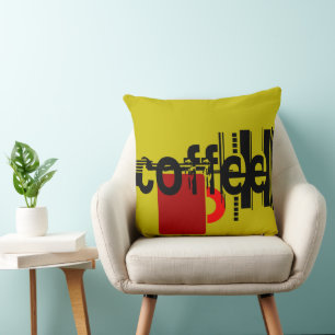 Bold Coffee Minimalist Graphic Throw Pillow
