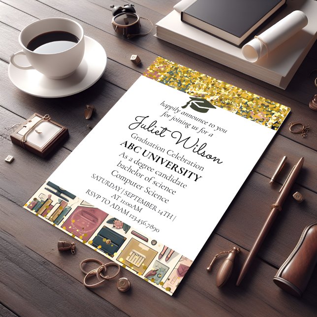 Bold college elegant graduation commencement invitation (Creator Uploaded)