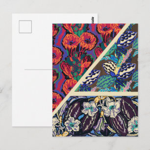 Bold Colorful Art Deco Floral Geometric Patterns Postcard
