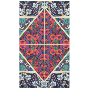 Bold Colorful Art Deco Floral Geometric Patterns Tablecloth