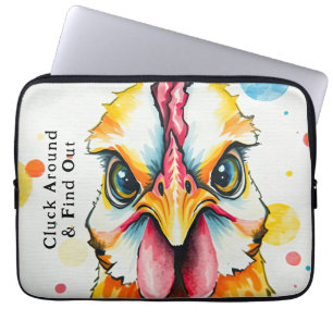 Bold & Colorful Chicken Art Whimsical Farm Funny Laptop Sleeve