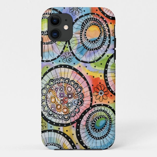 Bold Colorful Circle Doodle iPhone 11 Case (Back)