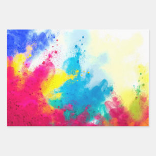 Bold Colorful Dusty Rainbow Hues Trio Pattern Wrapping Paper Sheet