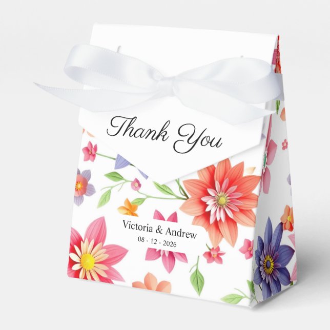 Bold Colorful Floral Favour Box (Front Side)