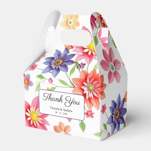 Bold Colorful Floral Favour Box (Front Side)