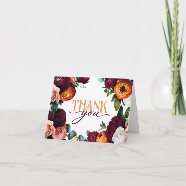 BOLD COLORFUL FLORAL Folded Note Card (Front)