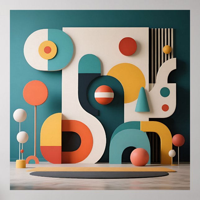 Bold Colorful Geometric Abstract  Poster (Front)