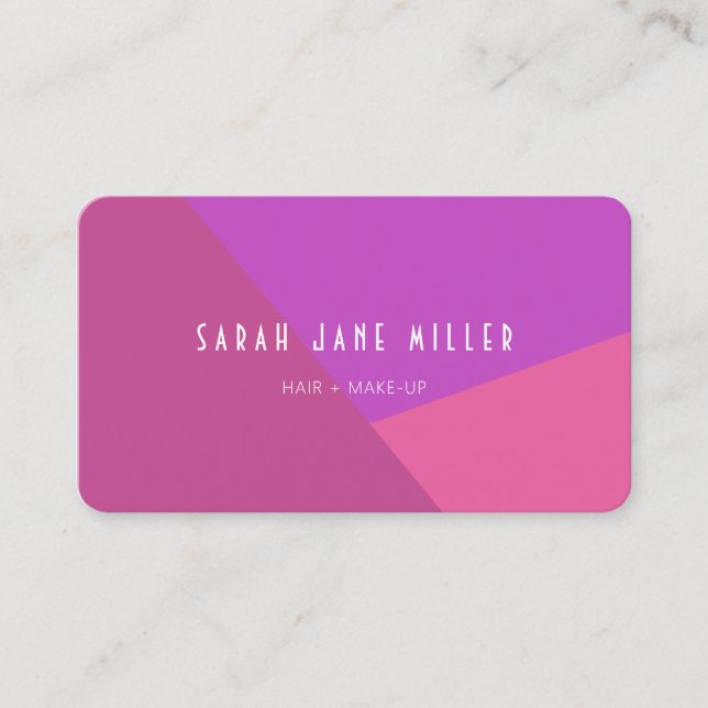 Bold Colour Block - Pink and Purple, no logo Business Card (Front)