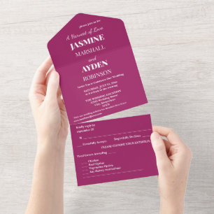 Bold Colour Block Wedding Invite – Magenta