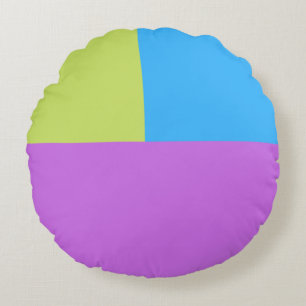 Bold Colour Blocks Green Blue Pink 4 Round Cushion