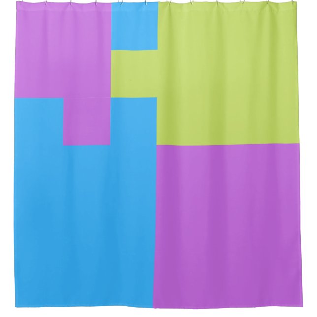 Bold Colour Blocks Green Blue Pink 7 Shower Curtain (Front)