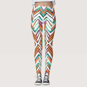 Bold Colour Herringbone Chevron pattern Leggings