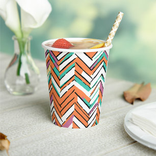 Bold Colour Herringbone Chevron pattern Paper Cups
