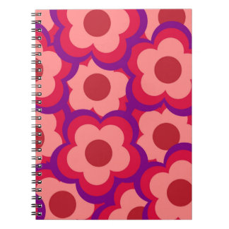Bold Colour Retro Hippie Flower Pattern Notebook